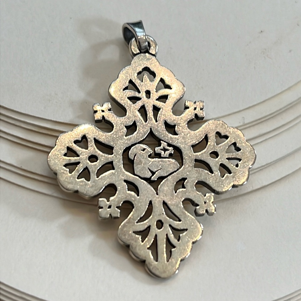 Retired James Avery Sterling silver Lamb of God center cross pendant